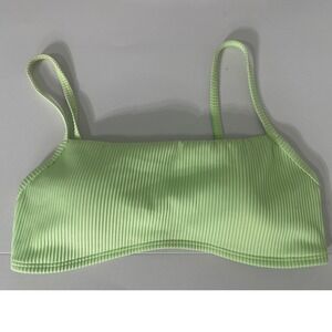 Hollister Swim Womens Lime Green Ribbed Bandeau Bikini Top Adjustable Straps M
